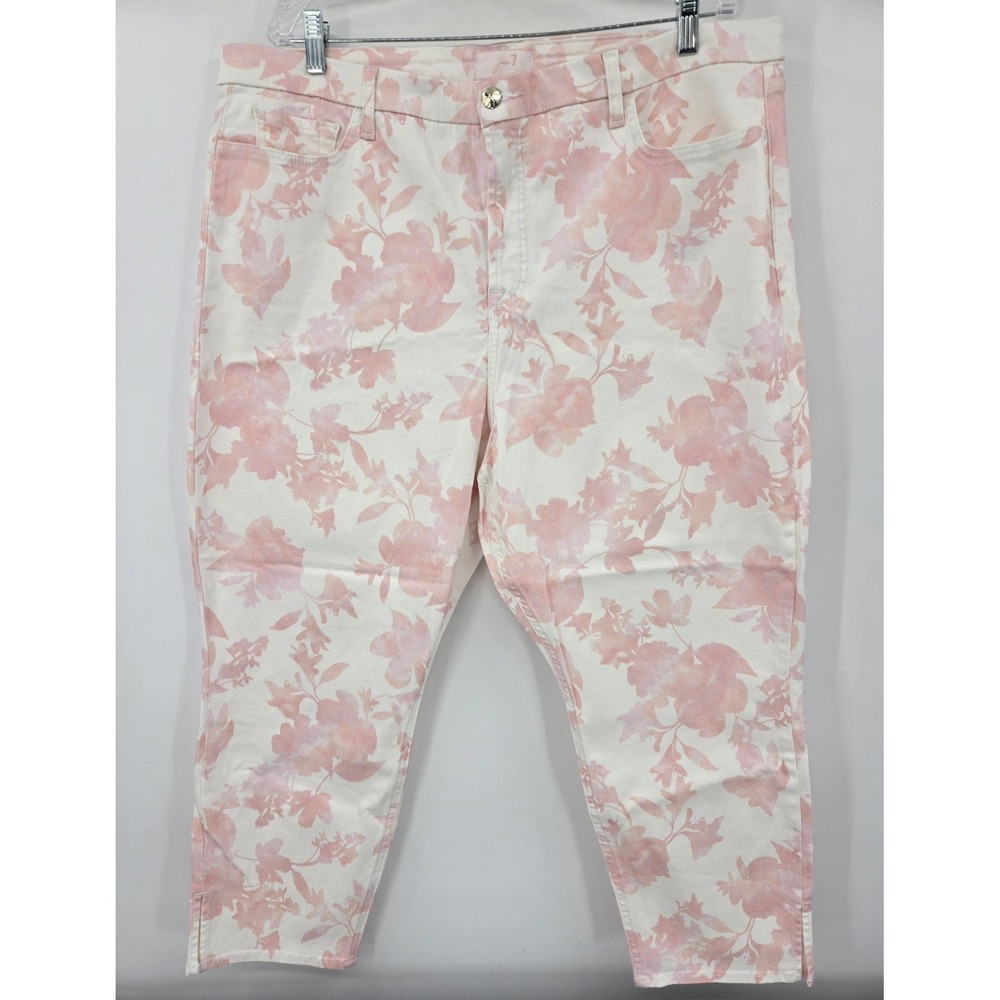 JEN7 by 7 For All Mankind Jeans Womens 22 Pink Ombre Floral Cropped Skinny Pants